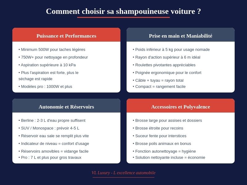 Quels sont les critères de sélection d'une shampouineuse pour votre voiture