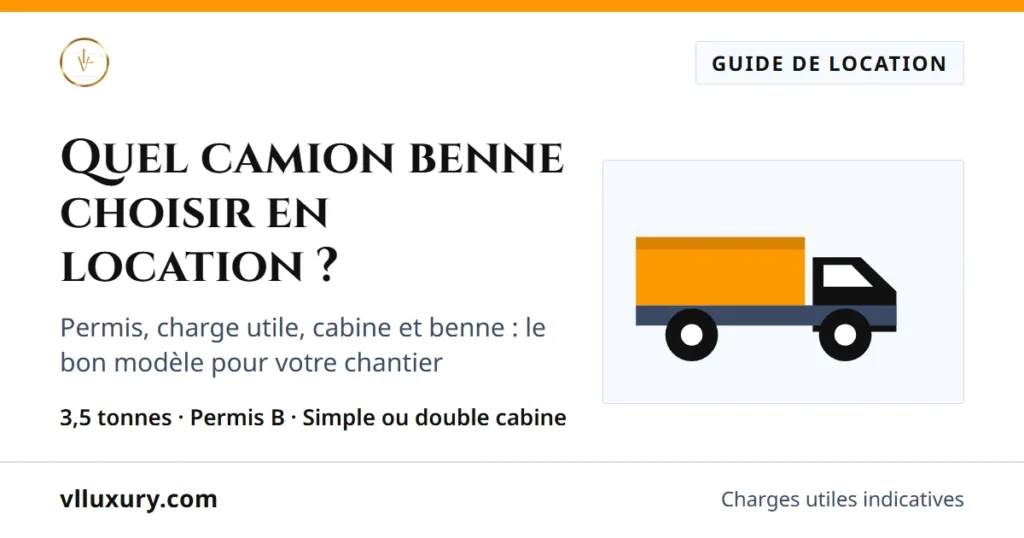 Quel camion benne choisir en location : permis, charge utile, cabine et benne